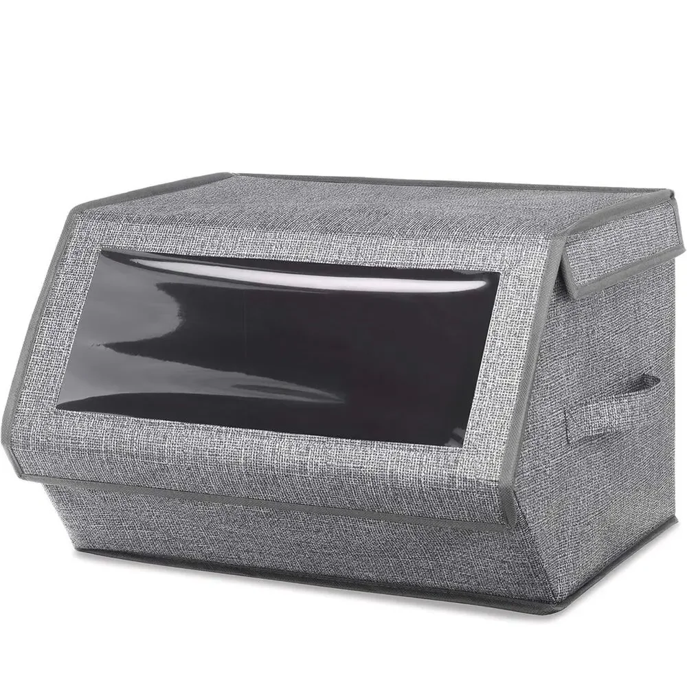 Stackable Window Box Closet Organizer Storage Bin with Magnetic Closure